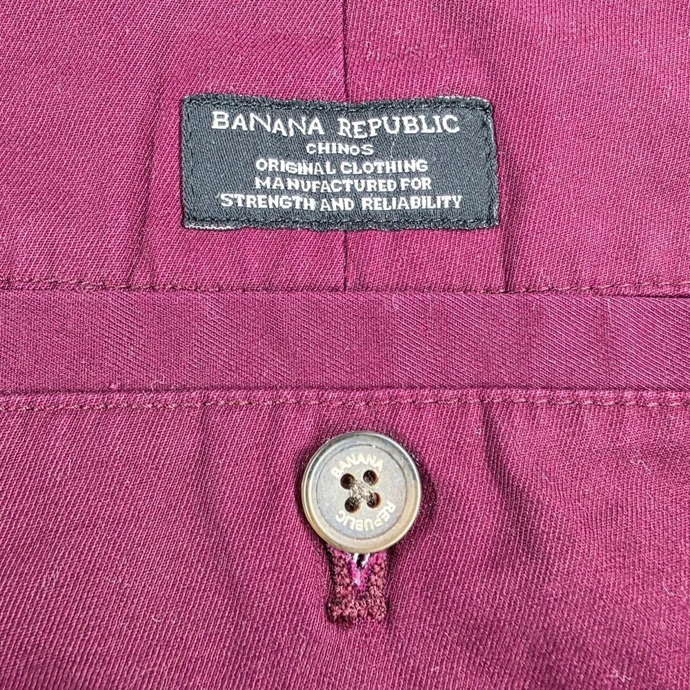 Banana Republic Fulton Skinny Chino Mens 36x30 Burgundy Maroon Flat Front Pants